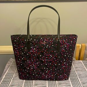 New, Kate, spade, zip closure, multicolor, polkadot tote